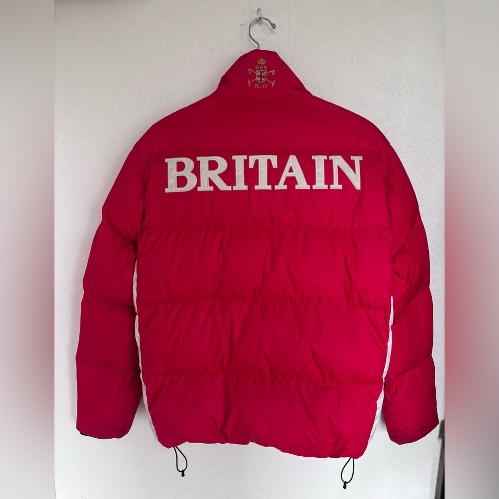 Polo Ralph Lauren RL Britain Snow Ski Cup IV Red White Stripe Down Puffer Jacket - Picture 9 of 15